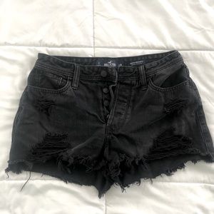Hollister high-waisted black jean shorts